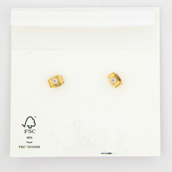 Madewell Scalloped Wavy Daisy Flower Stud Earrings | Gold Tone Titanium Posts - Picture 3 of 5